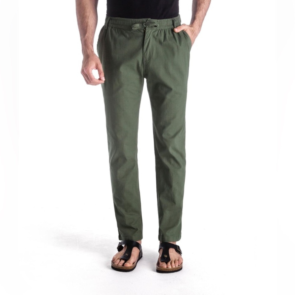NEW✨Muse Fath Men’s Linen Drawstring Casual Lightweight Pants in green